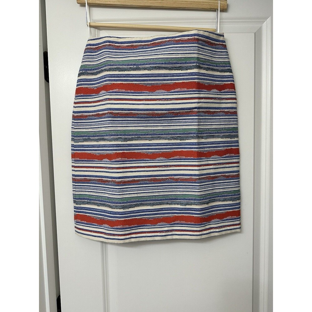 J. McLaughlin Woven Southwestern Blanket Motif Striped Pencil Skirt Sz 6